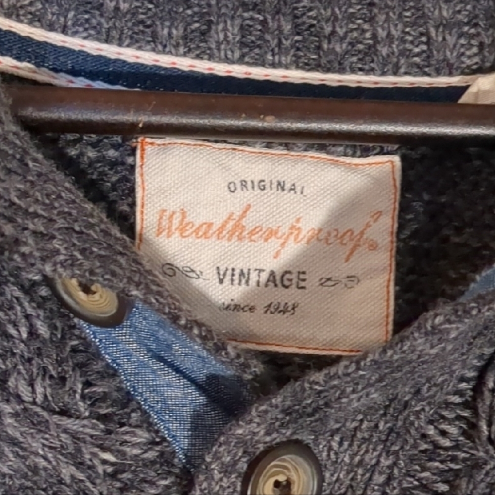 Weatherproof Vintage Men's Charcoal Cable Knit Sweater - Picture 2 of 7
